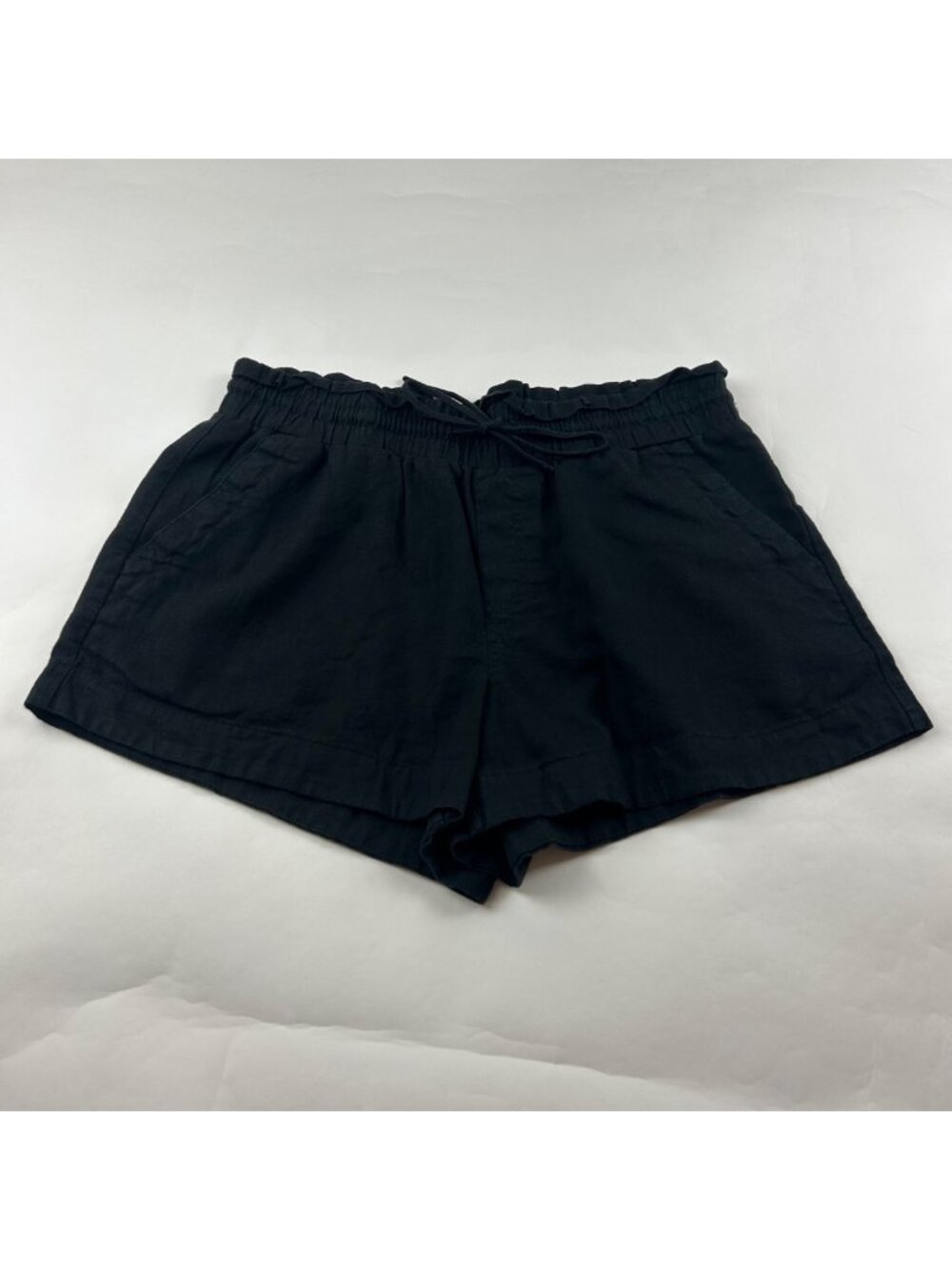 A New Day Black Linen Blend High Rise Pull On Shorts L